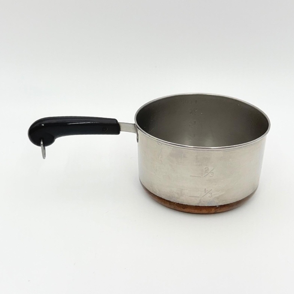Revere Ware 1 Cup Measuring Cup Saucepan Copper Bottom Stainless Steel Vintage